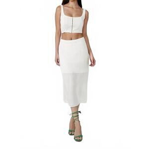 NEW FORE COLLECTION hook-and-eye cropped tank top in cream